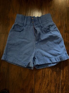 Express Vintage High-Waist Blue Women's Cotton Shorts